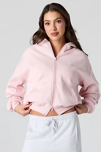 Luxe Fleece 2 Way Zip-Up Boxy Hoodie