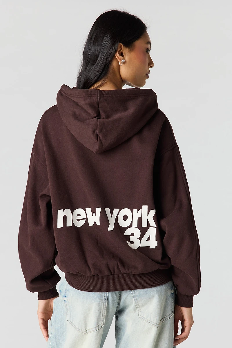 Luxe Fleece Graphic Boxy 2-Way Zip Hoodie