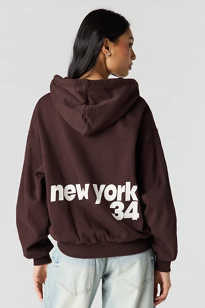 Luxe Fleece Graphic Boxy 2-Way Zip Hoodie