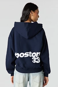 Luxe Fleece Graphic Boxy 2-Way Zip Hoodie