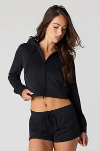 Luxe French Terry 2 Way Zip-Up Cropped Hoodie
