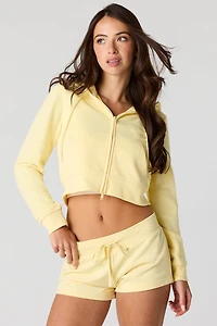 Luxe French Terry 2 Way Zip-Up Cropped Hoodie