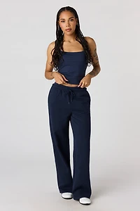 Pantalon d'entraînement baggy en molleton de luxe à taille basse