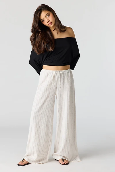Pantalon à jambe large texturé fluide
