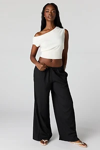 Textured Flowy Wide Leg Pant