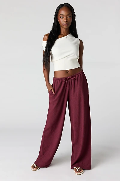 Pantalon à jambe large texturé fluide