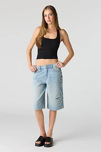 Jort en denim avec empiècement Étoile 13 po