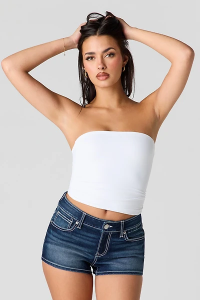 Low Rise Stitch Denim Short