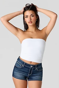 Low Rise Stitch Denim Short