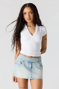 Denim Low Rise Micro Skort