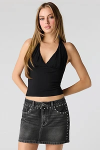 Studded Denim Mini Skirt