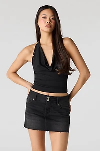Denim Low Rise Mini Skort