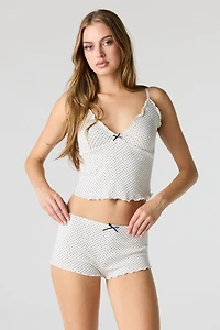 Ensemble pyjama avec débardeur en pointelle et short