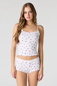 Ensemble pyjama avec débardeur côtelé et short