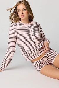 Button-Up Cardigan & Knit Short Set