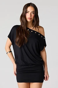 Dolman Eyelet Mini Dress