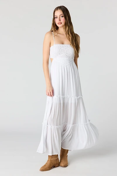 Robe midi volantée texturée