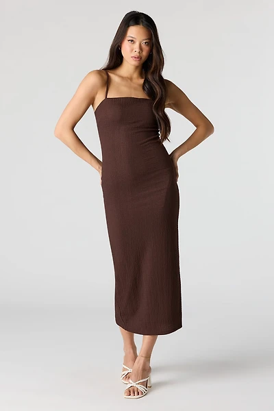 Robe midi en tissu bouclé sans soutien-gorge intégré