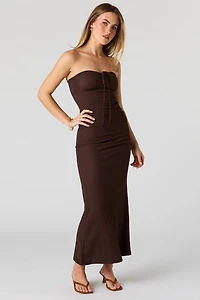 Robe midi texturé avec haut tubulaire sans soutien-gorge intégré