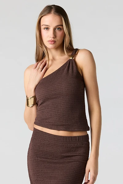 Textured One Shoulder Top