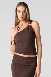 Textured One Shoulder Top