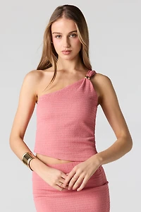 Textured One Shoulder Top