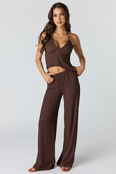 Textured Wide Leg Pant