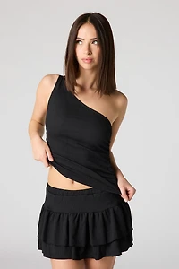 Textured One Shoulder Top