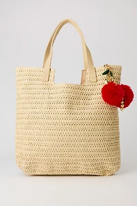 Straw Tote Bag with Keychain