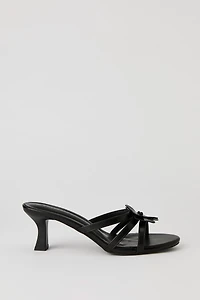 Faux Leather Flower Strappy Kitten Heel