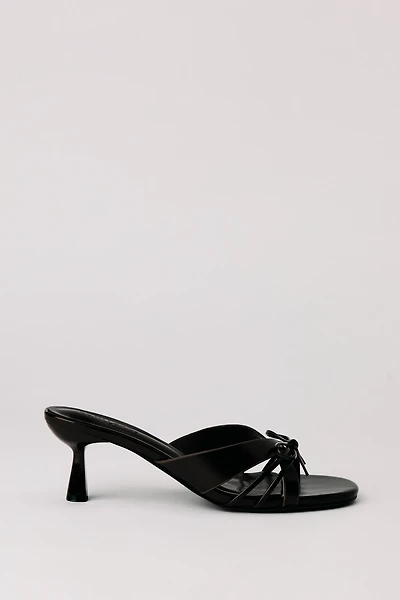 Strappy Bow Kitten Heeled Mule