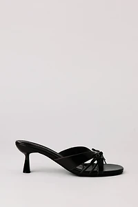 Strappy Bow Kitten Heeled Mule