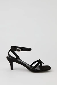 Faux Suede Strappy Bow Heel