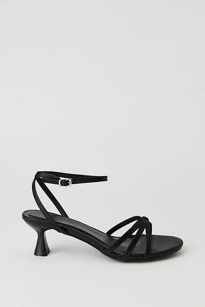 Faux Leather Strappy Kitten Heel