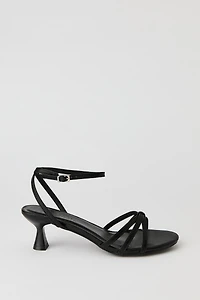 Faux Leather Strappy Kitten Heel