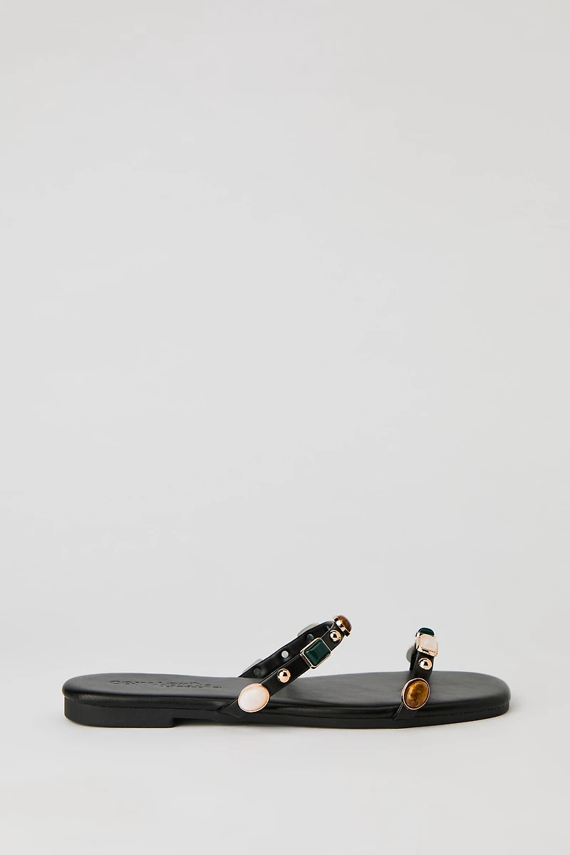 Stone Bead Double Band Sandal