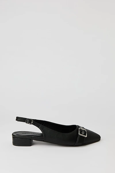 Faux Leather Mid Heel Sandal