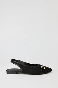 Patterned Snaffle Slingback Flats
