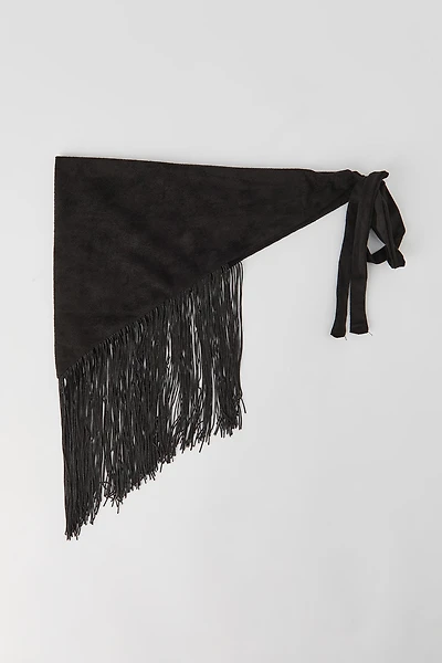 Faux Suede Triangle Fringe Scarf