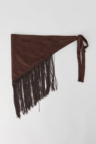 Écharpe triangulaire en similisuède avec franges
