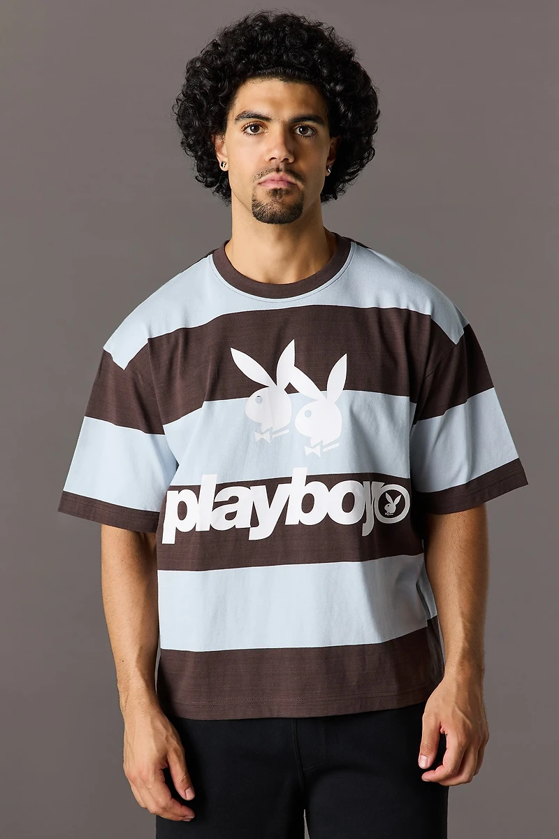 T-shirt rayé à imprimé Playboy