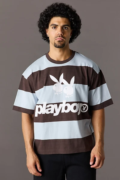 T-shirt rayé à imprimé Playboy