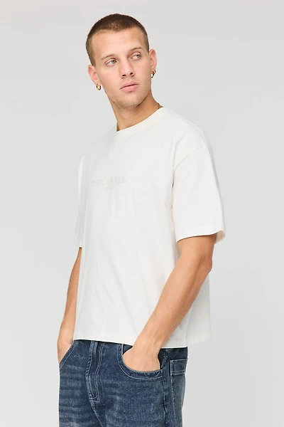 T-shirt carré imprimé en coton lourd supérieur