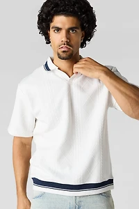 Textured Johnny Collar Polo