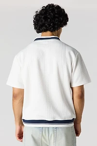 Textured Johnny Collar Polo