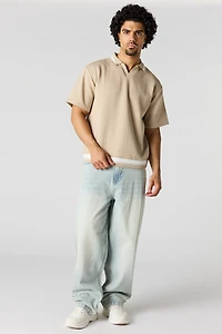 Textured Johnny Collar Polo