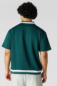 Textured Johnny Collar Polo