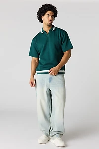 Textured Johnny Collar Polo
