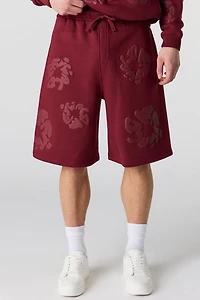 Short baggy en molleton à imprimé Numéro