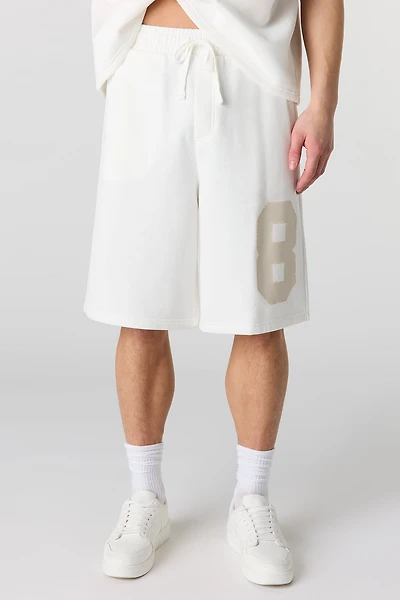 Short baggy en molleton à imprimé Numéro
